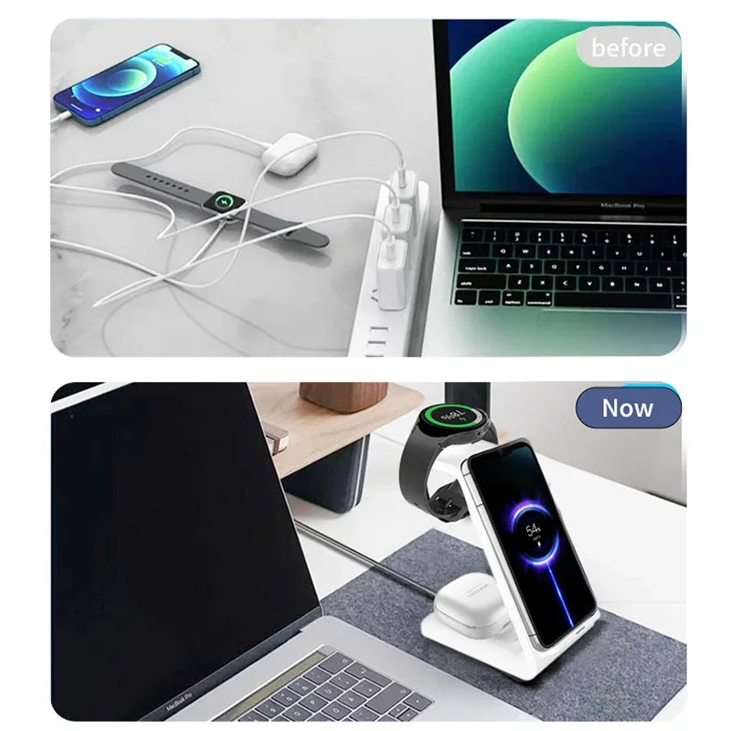 3 in 1 Wireless Charger Stand For Samsung Galaxy S23 S22 S21 Watch 6 Pro/5/4/3 Active 1 2 Buds 2 Pro Plus Fast Charging Station