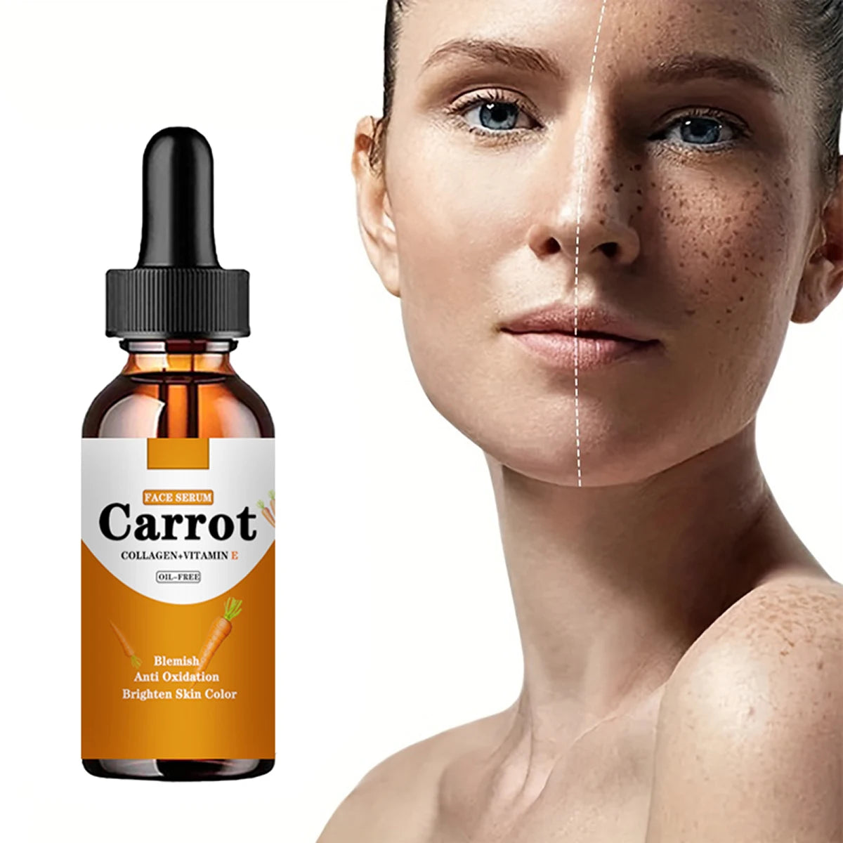 New Carrot Essence Essential oils Dark Spot Corrector Face Whitening Serum Brighten Blemish Freckle Remover 100% Natural