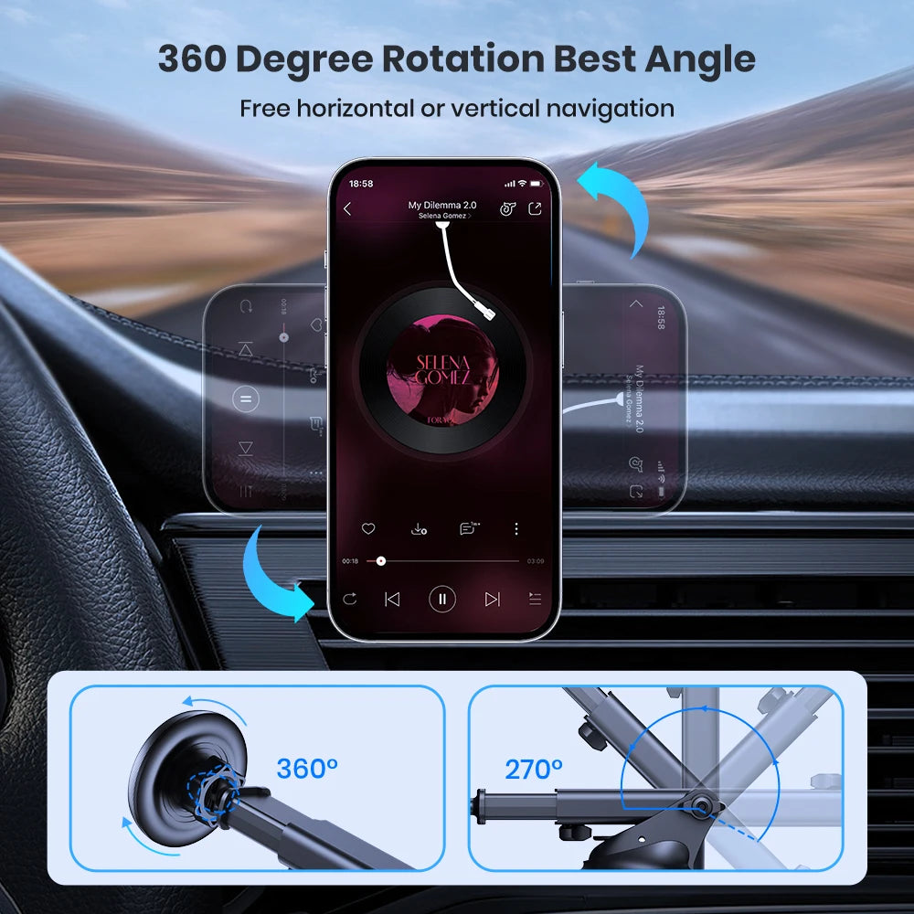 TOPK Magnetic Car Phone Holder Mount,Powerful Magnetism Support Single-Hand Operation Metal Hook Magnetic Phone Holder for Car